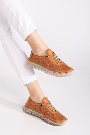 کفش اسنیکر قهوه ای زنانه چرم اصل SUİNS SHOES - کد 897044008
