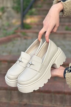 کفش لوفر بژ زنانه چرم مصنوعی otuzbesshoes - کد 897077885