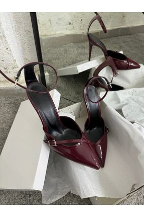 کفش پاشنه بلند کلاسیک زرشکی زنانه چرم لاکی MYVOLANTE - کد 882830151