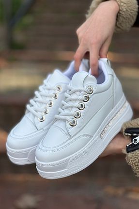 کفش اسنیکر بژ زنانه بند دار otuzbesshoes - کد 897124644
