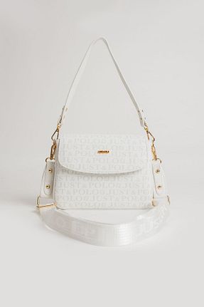 کیف دوشی سفید زنانه چرم مصنوعی Just Polo - کد 790777328