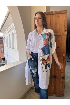 لباس سفید زنانه بافتنی AGORATEKSTİL - کد 897368053