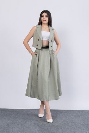 ست بالاتنه و پائین تنه خاکی زنانه بافتنی MissVina - کد 897220534
