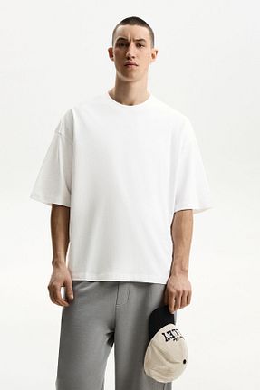 تیشرت سفید مردانه Relaxed Bershka - کد 885093006