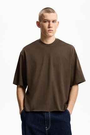 تیشرت قهوه ای مردانه Relaxed Bershka - کد 891365804