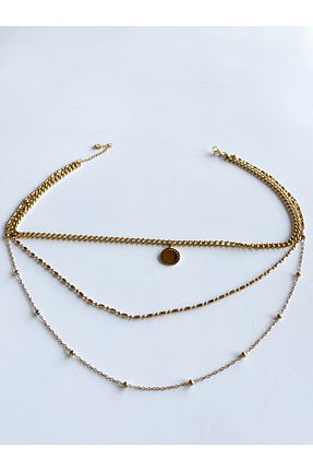 گردنبند استیل ( فولاد ) زرد زنانه استیل (فولاد) I VENÜS Accessories - کد 897263405
