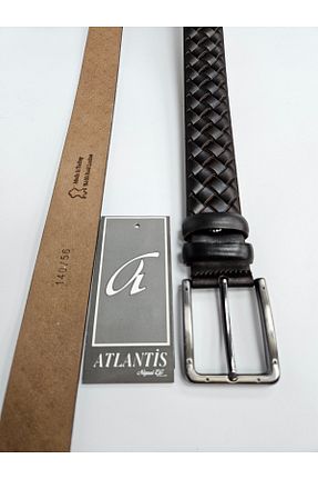 کمربند قهوه ای مردانه چرم خالص Atlantis Collection - کد 892352338