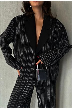 ست بالاتنه و پائین تنه مشکی زنانه بافتنی AÈC PRIVÈ - کد 897311070