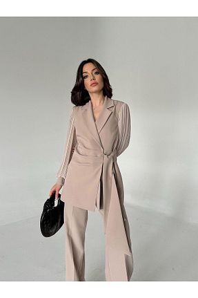 ست بالاتنه و پائین تنه قهوه ای زنانه بافتنی Vuntal BUTİK - کد 827158785