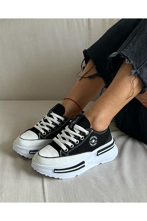 کفش اسنیکر مشکی زنانه بند دار WHİTE LİNE - کد 897262706
