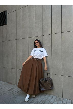 دامن قهوه ای زنانه پنبه ای minaaise - کد 897272231