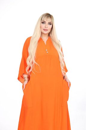 لباس سایز بزرگ نارنجی زنانه بافتنی mervemoda - کد 899928739