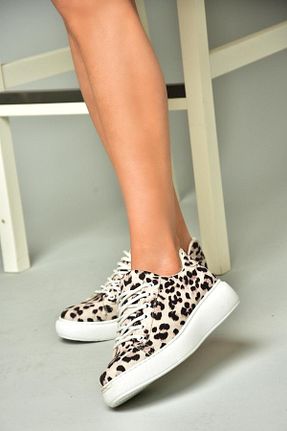 کفش اسنیکر بژ زنانه بند دار Fox Shoes - کد 894177937