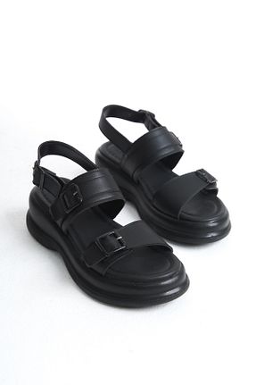 صندل مشکی زنانه پاشنه تخت SH SİLVER MODA - کد 897341095