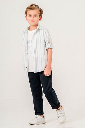 ست بالاتنه و پائین تنه آبی بچه گانه بافتنی Gold Class Kidswear - کد 898060611
