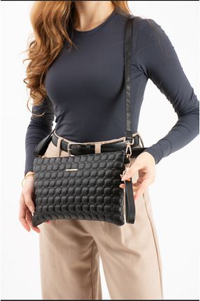 کیف پورتفوی و کلاچ مشکی زنانه چرم مصنوعی eflanmoda - کد 897360422