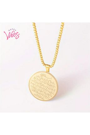 گردنبند استیل ( فولاد ) زرد استیل ضد زنگ Happy Vibes - کد 897377105