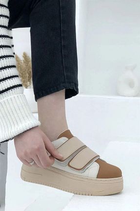کفش اسنیکر قهوه ای زنانه چسبی simethrift - کد 897309456