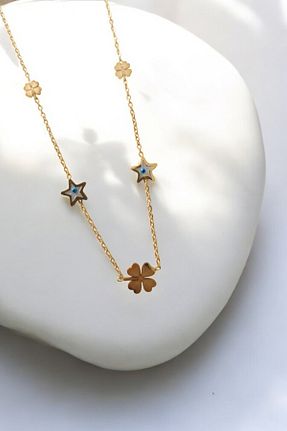 گردنبند استیل ( فولاد ) طلائی زنانه استیل ضد زنگ JoyShine - کد 897390847
