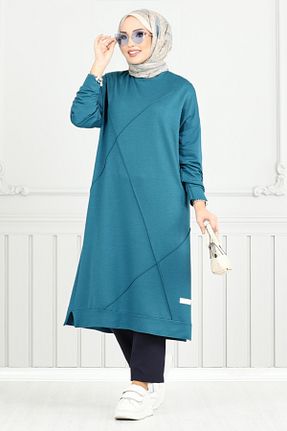 تونیک حجاب آبی زنانه مخلوط پلی استر ModaMerve - کد 897391381