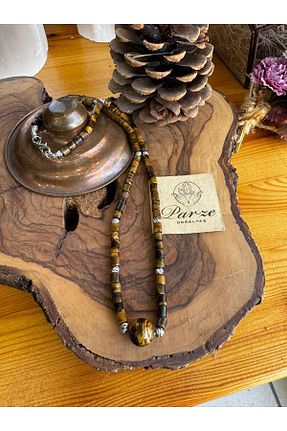 گردنبند جواهر قهوه ای زنانه سنگ parze doğaltaş - کد 897428263