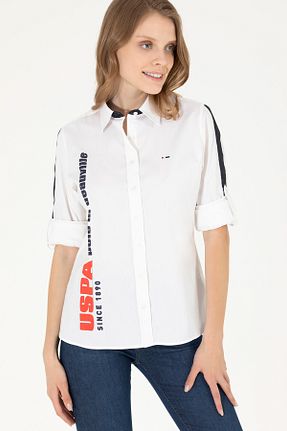 پیراهن سفید زنانه یقه پیراهنی U.S. Polo Assn. - کد 826981796