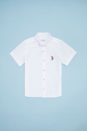 پیراهن سفید بچه گانه یقه پیراهنی U.S. Polo Assn. - کد 835050155