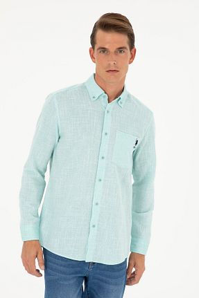 پیراهن فیروزه ای مردانه یقه پیراهنی U.S. Polo Assn. - کد 833126982