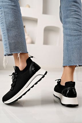 کفش اسنیکر مشکی زنانه بند دار moda sara - کد 897442736
