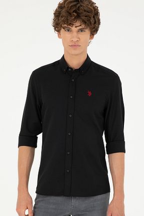 پیراهن مشکی مردانه یقه پیراهنی U.S. Polo Assn. - کد 52271675