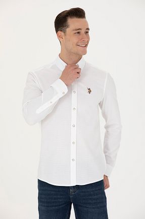 پیراهن سفید مردانه یقه پیراهنی U.S. Polo Assn. - کد 803189639