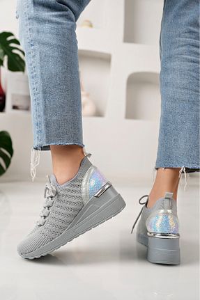 کفش اسنیکر طوسی زنانه بند دار moda sara - کد 897415836