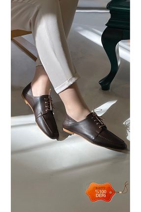 کفش کلاسیک قهوه ای زنانه چرم خالص BRITY - کد 683444546