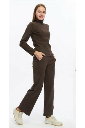 ست بالاتنه و پائین تنه قهوه ای زنانه بافتنی Genel Markalar - کد 897452589