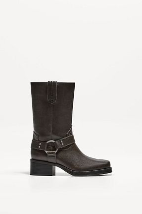 چکمه قهوه ای زنانه پلی اورتان Bershka - کد 897437201