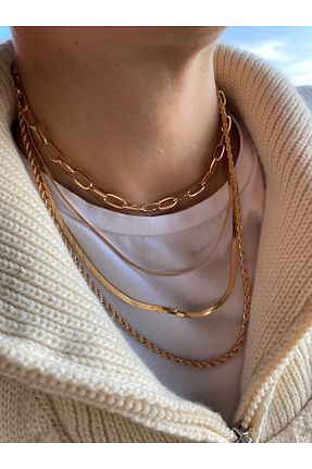 گردنبند استیل ( فولاد ) زرد زنانه استیل ضد زنگ Butik - کد 897462090
