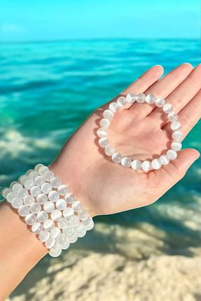 دستبند جواهر سفید زنانه سنگ طبیعی NBS Beautiful Naturel Stones - کد 897492658