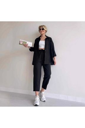 ست بالاتنه و پائین تنه مشکی زنانه بافتنی 1tarz - کد 897486020
