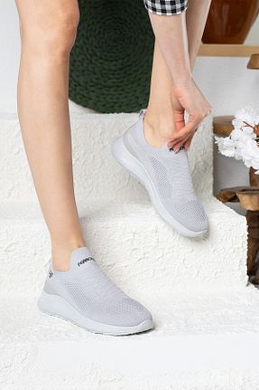 کفش اسنیکر طوسی زنانه بدون بند İmerShoes - کد 266423758