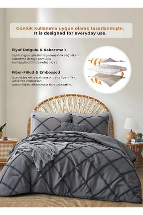 روتختی تکنفره طوسی پنبه ای Evlen Home Collection - کد 869873881