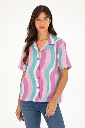 پیراهن صورتی زنانه %100 پنبه U.S. Polo Assn. - کد 833337581