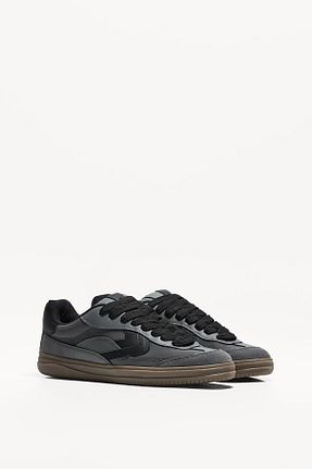کفش اسنیکر طوسی مردانه بند دار Bershka - کد 897233179