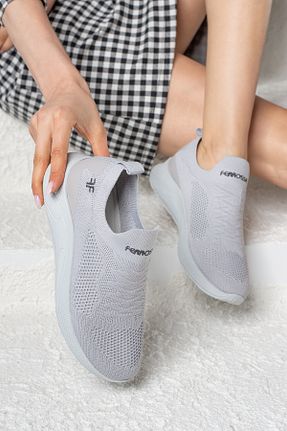 کفش اسنیکر طوسی زنانه بدون بند İmerShoes - کد 266423758