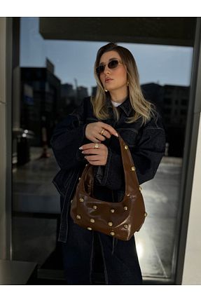 کیف دوشی قهوه ای زنانه چرم مصنوعی NİSSEA.CO - کد 897548554