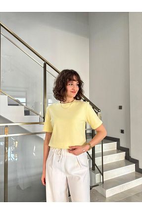 تیشرت زرد زنانه رگولار Butik - کد 897557522
