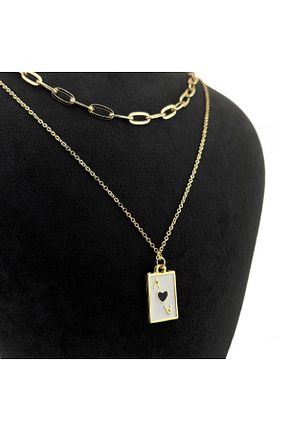 گردنبند جواهر زرد زنانه برنجی Aslı Gold - کد 897555535