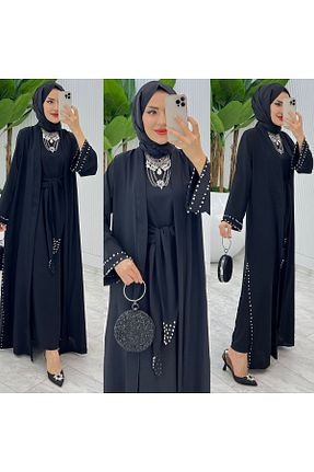 ست بالاتنه و پائین تنه حجاب مشکی زنانه گشاد FIRSTESLEM - کد 897566579