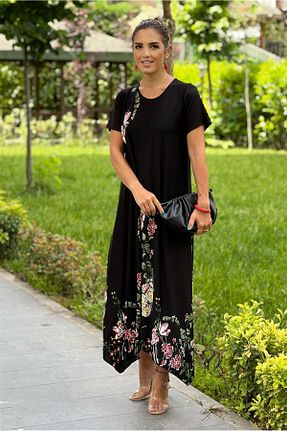 لباس سایز بزرگ مشکی زنانه %100 پنبه Nevin Kaya Moda - کد 132136949
