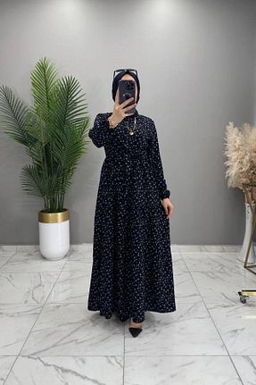 لباس سایز بزرگ سرمه ای زنانه ویسکون Mercan - کد 898211723