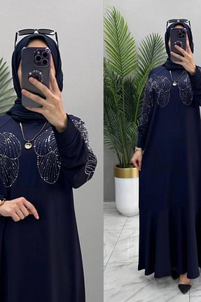 لباس مجلسی سایز بزرگ سرمه ای زنانه یقه دوچرخه Mercan - کد 898099463